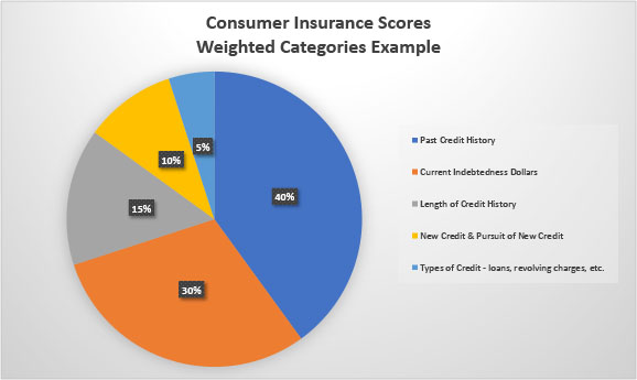 Infographic of sample weighted categories used in credit-based insurance scores