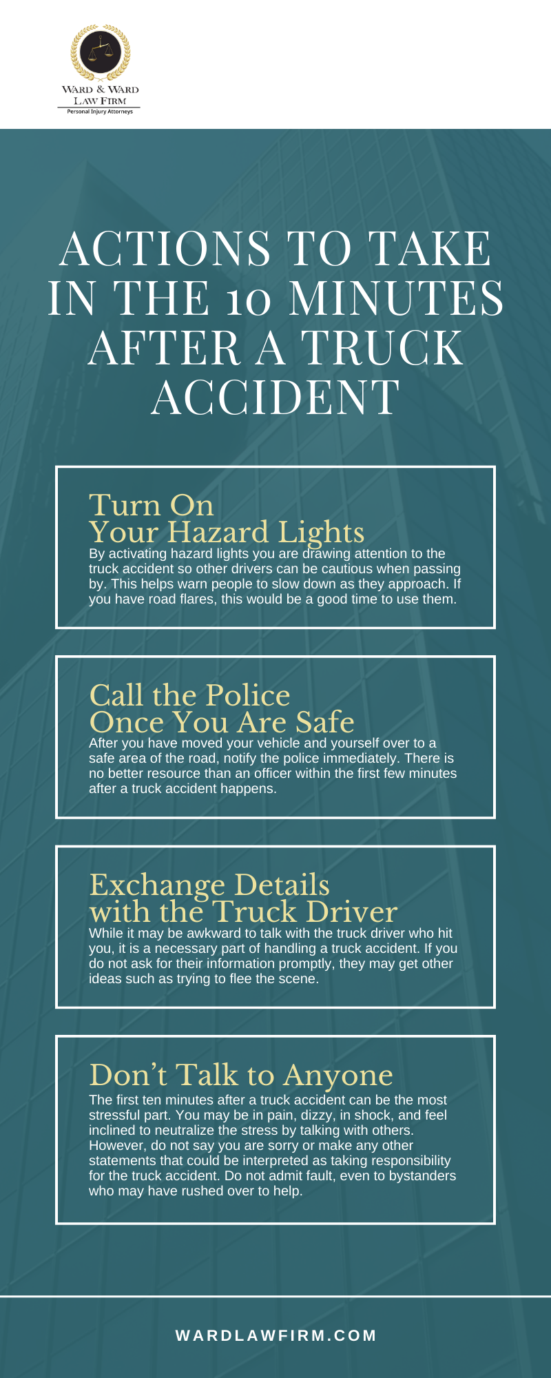 Actions To Take In The 10 Minutes After A Truck Accident Infographic
