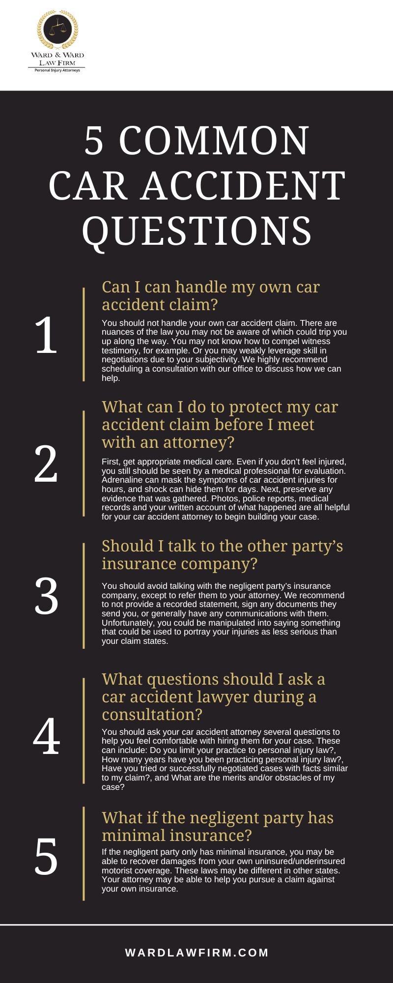 5 Common Car Accident Questions Infographic