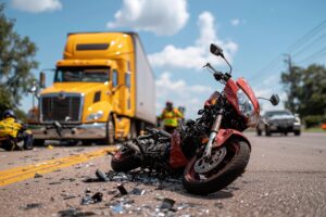 18-wheeler truck causes injuries and death for a motorcycle driver